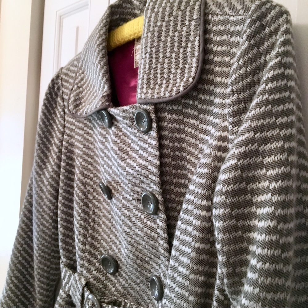 Tulle Belted Pea Coat - Picture 4 of 7